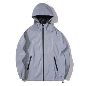 Veste coupe-vent imperméable et réfléchissante en toile à col montant et capuche pour homme - Veste de randonnée et d'entraînement personnalisée pour l'extérieur - Product Image 1
