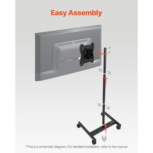 Supporto TV Portatile su Ruote per Schermi da 17-55 Pollici, Capacità 20 kg, da Orientamento Verticale a Orizzontale - Product Image 6