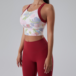 Soutien-gorge de sport sans coutures pour femme, haut de yoga antichoc à maintien moyen, dos nageur - Product Image 5