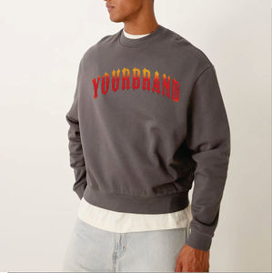 เสื้อสเวตเชิ้ตคอกลมโอเวอร์ไซส์ปักโลโก้ตามสั่ง ผ้าฝ้าย 100% เสื้อผ้าสตรีทแวร์ผู้ชาย ระบายอากาศได้ดี สวมใส่สบาย ขายส่ง - Product Image 5