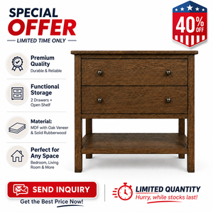 Mesa de Noche de Cuero con 40% de Descuento, Moderna y Lujosa, con 2 Cajones y Estante Abierto, Muebles de Dormitorio Directo de Fábrica - Product Image 5