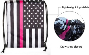Wholesale Custom American Flag <b>Drawstring</b> <b>Backpack</b> Water Resistant Lightweight Patriotic Cinch Gym Sack For Sports Travel Bulk - Product Image 4