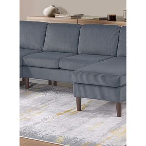Set Divano Moderno Comfort 3 Pezzi con Chaise Longue RAF/LAF, Divanetto Senza Braccioli, in Corduroy Grigio Scuro per Soggiorno e Relax - Product Image 3