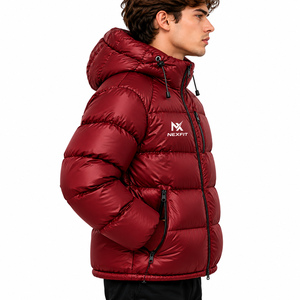Chaqueta acolchada con capucha para hombre, chaqueta de invierno con cremallera completa, chaqueta cálida y aislante para exteriores con bolsillos con cremallera - Product Image 2