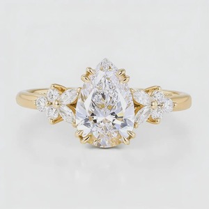 Bague solitaire en or jaune 14 carats avec diamant de laboratoire certifié IGI, 1,50 carat, clarté VS1, couleur F, taille poire, pour mariage - Product Image 1