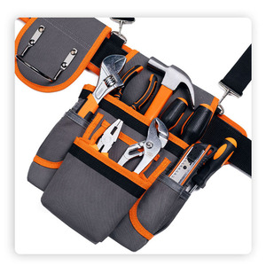 Adjustable Duffle Bag for <b>Carpenter</b> <b>Tools</b> Multiple Pockets Gray Orange Cotton/Nylon/Polyester Material Comfortable Heavy Duty - Product Image 2