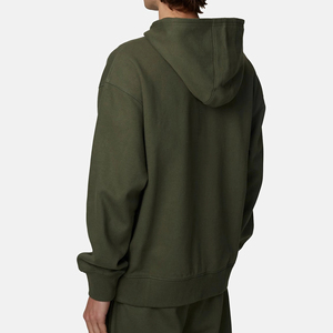 Sweat-shirt en molleton à capuche zippé vert olive pour homme, coupe classique, couleur unie, avec poches, idéal pour l'automne - Product Image 2