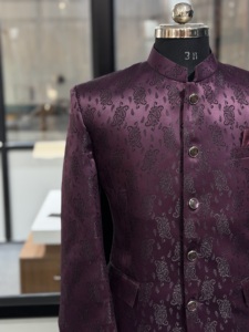 Traje Bandhgala Bordado Color Granate para Hombre, Chaqueta Jodhpuri Indo-Occidental, Estilo Kurta Étnico Indio, Ropa de Boda, Venta al Por Mayor - Product Image 3