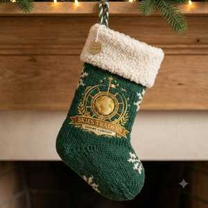 Calcetín Navideño de Punto Verde Bosque con Diseño de Árbol de Navidad y Copos de Nieve, para Colgar en la Chimenea, Bolsa de Regalo para la Familia - Product Image 2