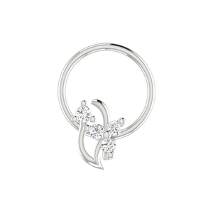 เข็มเจาะจมูกเพชรธรรมชาติดีไซน์หมุนรอบลายดอกไม้สีทอง14K 0.05CT - Product Image 3