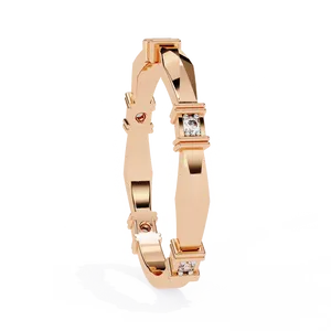 Bague géométrique unisexe en or massif 10K 14K 18K avec cinq diamants facettés cultivés en laboratoire, certifiée IGI, bijoux fins modernes - Product Image 4
