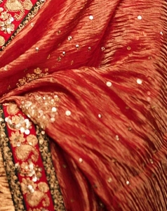 KV Women's <b>Red</b> Banarasi Crush Embellished <b>Saree</b> With Unstitched Blouse - Product Image 5