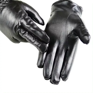 Gants de vélo en cuir noir, longueur poignet, doublure thermique, pour sports de plein air, hiver, usage quotidien décontracté - Product Image 5