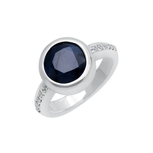 925 Sterling <b>Silver</b> Round cut Blue Sapphire Pave cz gemstone <b>Ring</b> for <b>Men</b> Trendy Style Gift Everyday Wear Jewelry - Product Image 1