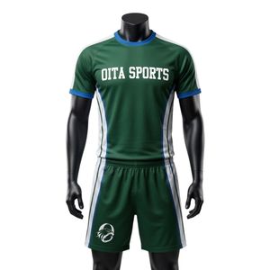 Men Green White Sublimated Netball Jersey Shorts Set Polyester <b>Athletic</b> Team Uniform Side Stripe Panel Sports Wear Training - Product Image 1