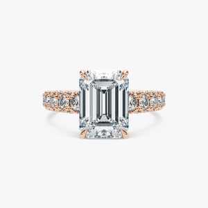 Anillo de Compromiso con Diamante Cultivado en Laboratorio, Corte Esmeralda de 3.5CT, Oro Rosa de 14K, Piedras Laterales, Fabricación de Joyería Personalizada al por Mayor, OEM, ODM - Product Image 4