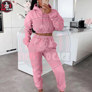 Ensemble de survêtements tendance pour femmes, comprenant un sweat à capuche court et un pantalon de jogging, de qualité supérieure, couleur rose, style décontracté. - Product Image 5