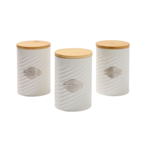 Vintage Farmhouse Style <b>Kitchen</b> Canister Set Airtight Metal Food <b>Storage</b> <b>Jars</b> With Natural Mango Wood Lids <b>For</b> Tea Coffee Sugar - Product Image 6