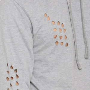 Sudadera con Capucha de Algodón Suave, Corte Holgado, Estilo Desgastado, con Efecto Desgastado y Rasgado - Product Image 6