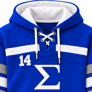 Felpa con Cappuccio Blu Reale Phi Beta Sigma per Uomo, Ricamo con Lettere Greche, Numero 14, Collo in Pizzo, Invernale, Poliestere/Cotone, Fraternità - Product Image 6
