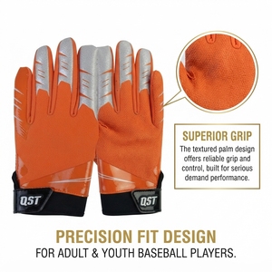 Custom American Football Receiver Gloves Full Finger Adjustable Wrist football <b>game</b> gloves football protective gear for training - Product Image 4
