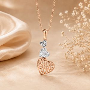 Romántico Colgante de Diamante Cultivado en Laboratorio con Triple Corazón, Regalo de Boda para Mujer, Oro de 10K, 14K, 18K, Plata 925, 935, Chapado en Rodio, Joyería de Lujo - Product Image 1