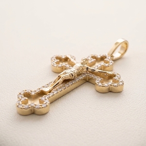 Crucifijo de Diamantes para Hombre, Joyería Religiosa Hip Hop, Borde con Diamantes de Laboratorio, Oro Amarillo de 18k - Product Image 2