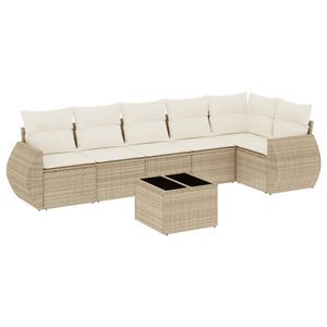 Ensemble de canapés de jardin en rotin PE beige avec structure en acier thermolaqué et verre trempé - Product Image 2