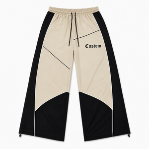 <b>Mens</b> Oversized <b>Wide</b> <b>Leg</b> Track Pants Colorblock Baggy <b>Trousers</b> Elastic Waistband Adjustable Cuff Streetwear Casual Jogger - Product Image 1