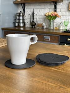 Custom Genuine Leather <b>Coasters</b> Corporate Gift Set Debossed Logo Premium Desk Mat Promotion Giveaways Bulk Pack LC-0030 - Product Image 5