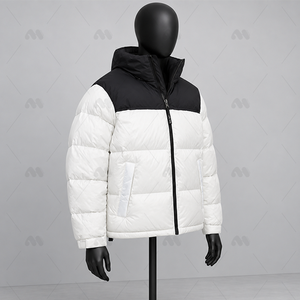 Unisex Winter Stand-Up Canvas Zipper Eco-Friendly Windproof Plain Dyed Cotton Fleece-Lined <b>Puffer</b> <b>Jacket</b> Loose-Fit Couple's - Product Image 3