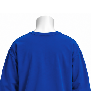 เสื้อยืดคอกลมแขนยาวสีน้ำเงินโคบอลต์ทรงโอเวอร์ไซส์ ผ้าฝ้ายฟอกสี ทรงหลวมไหล่ตก สไตล์ลำลอง สตรีทแวร์ ใส่สบายทุกวัน - Product Image 4