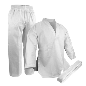 Uniforme de Taekwondo Rojo para Niños, Ropa de Artes Marciales Transpirable de Algodón para Práctica y Entrenamiento con Cinturón Blanco - Product Image 2