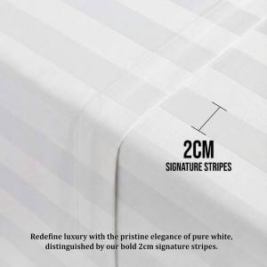 Conception unique, 100 % coton, 210 fils, tissage satiné rayé, drap simple blanc, 60x90 pouces, disponible à la vente - Product Image 3