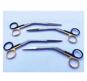 Ciseaux chirurgicaux ORL Heymann Premium, noirs et dorés, en acier inoxydable courbé, instrument pour interventions médicales professionnelles - Product Image 1