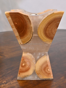 Handcrafted Natural Wooden Epoxy Resin Bakhoor Burner Shaped Traditional Charcoal <b>Cone</b> Resin <b>Incense</b> Sandalwood - Product Image 2