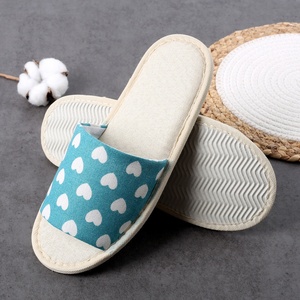 Pantuflas de SPA Personalizadas de 5 Estrellas con Punta Abierta, Pantuflas Desechables de Lino para Habitaciones de Huéspedes, Calzado Antideslizante de Tela para Viajes y Hoteles - Product Image 1