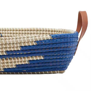 Woven seagrass towel <b>basket</b>, <b>rectangular</b> storage <b>basket</b> for household items, used in hotels. - Product Image 3