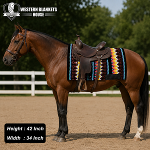 Sous-selle Western Blankets House Style Classique 42x34 pouces, doublure en polaire de laine, rembourrage en polyester, protection antichoc pour cheval - Product Image 6