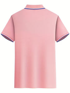 Camisa Polo Cómoda para Hombre |   Camisa Clásica con Cuello de Solapa y Botones, Estilo Casual, Manga Corta, Color Sólido - Product Image 3