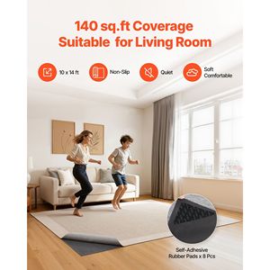 10 X 14 ft Non-Slip Rug Pad Dual Surface Felt <b>Cushion</b> Rubber Gripper Carpet Area Mat <b>Padding</b> for Hardwood Floors Rug Protectors - Product Image 2