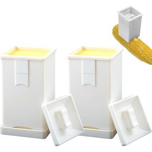 Confezione da 2 Spalmaburro in Plastica con Coperchio per Mais, Pane, Pancake, Toast e Cucina - Product Image 1