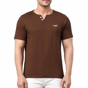 Camisetas Personalizadas de Alta Calidad 100% Algodón de Manga Corta para Hombre, Lisas, de Secado Rápido, Transpirables, Cuello en V, Servicio OEM - Product Image 1