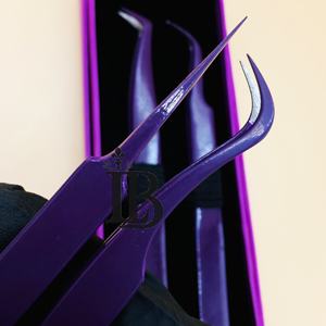 Meilleures Offres Pinces à Cils pour Extensions de Cils Design Mink Bottom Design Personnalisé Pinces à Cils Violettes pour Extensions de Cils Emballage Personnalisé - Product Image 4