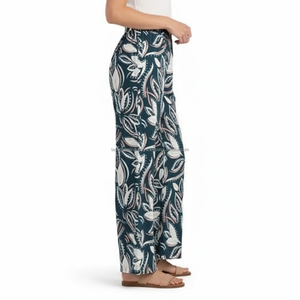 Pantalon Palazzo Femme Taille Mi-Haute à Motifs Floraux avec Cordon de Serrage – Personnalisation OEM et Vente en Gros - Product Image 3