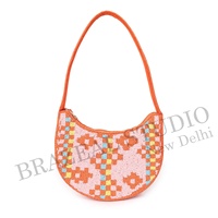 Nouvel Arrivage BRAZEAL STUDIO Sac à Main Pochette Épaule en Velours Tendance pour Femme avec Perles de Verre et Motif Géométrique