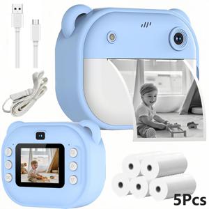 Appareil photo instantané Polaroid, mini appareil photo numérique portable pour les amateurs de selfies, avec 5 rouleaux de papier photo - Product Image 1