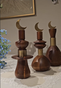 Décoration de table en bois artisanale en forme de croissant de lune, sculpture décorative, accent de maison, centre de table, ornement cadeau pour la décoration intérieure du Ramadan - Product Image 5
