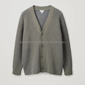Cárdigan de Punto de Lana/Acrílico de Manga Larga, Color Sólido, Casual, para Otoño/Invierno, con Botones Cubiertos, para Hombre, de la Mejor Calidad, Nueva Llegada - Product Image 1