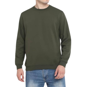 <b>Mens</b> Custom Crewneck Terry <b>Sweatshirt</b> 100% Cotton Winter Pullover Plain Navy Blue Casual Sportswear Top - Product Image 2